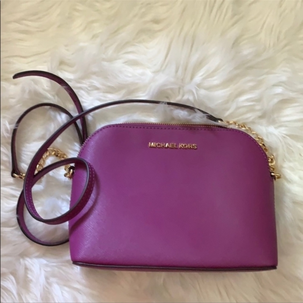 Michael Kors Purple Crossbody Bag with Gold Accents